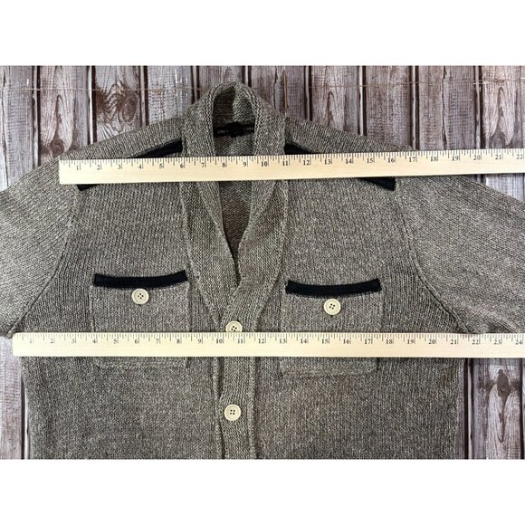 John Varvatos Chunky Knit linen blend Four Pocket Cardigan Sweater sz M brown - Picture 3 of 7